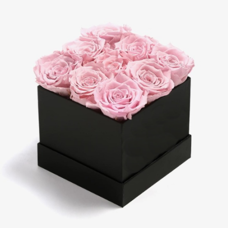 Rose box with pink roses for valentines' day, anniversary and birthdays